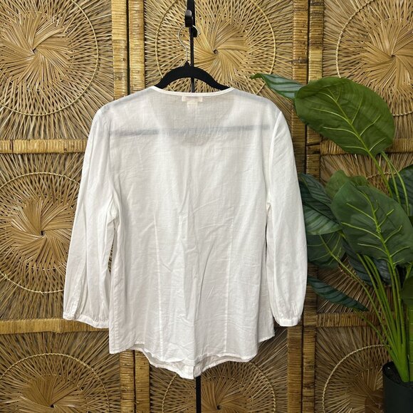 Sundance White Ruffle Front Button Up Long Sleeve Shirt Size Large - Picture 4 of 4